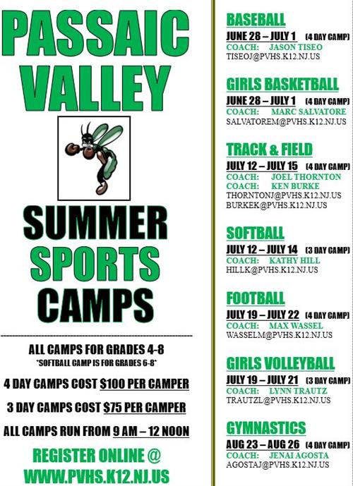 PVHS SUMMER SPORTS CAMPS
